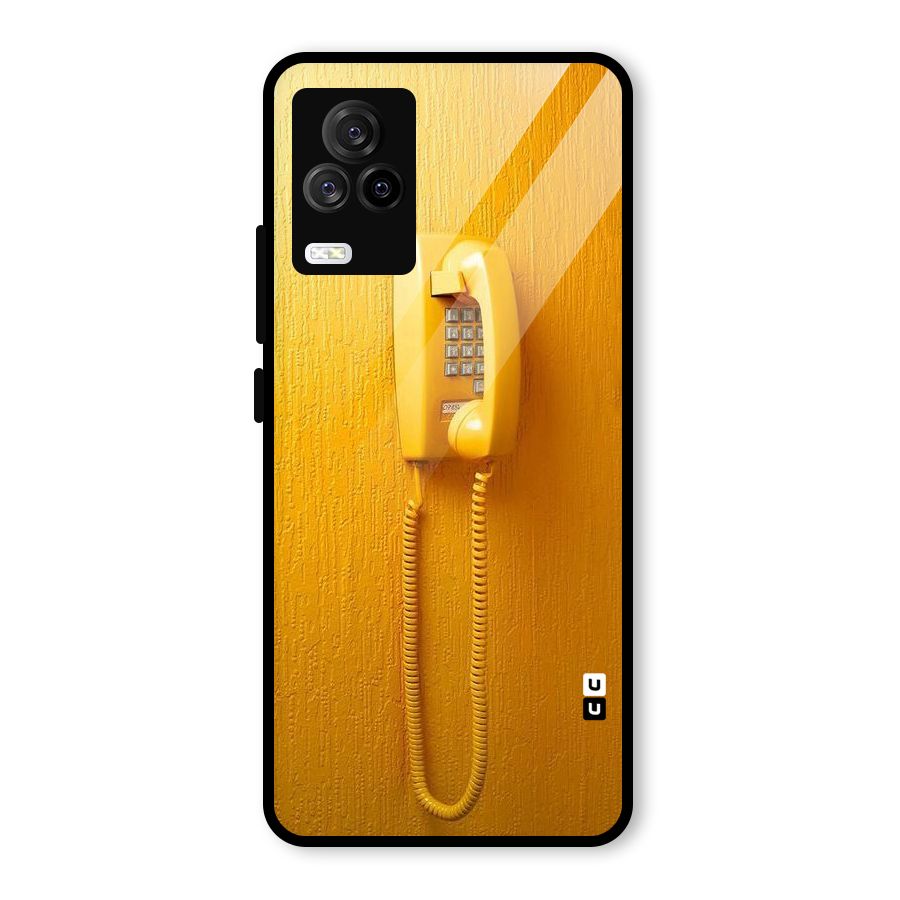 Aesthetic Yellow Telephone Glass Back Case for Vivo iQOO 7 Legend 5G