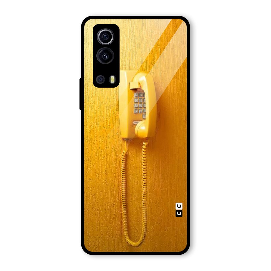 Aesthetic Yellow Telephone Glass Back Case for Vivo iQOO Z3