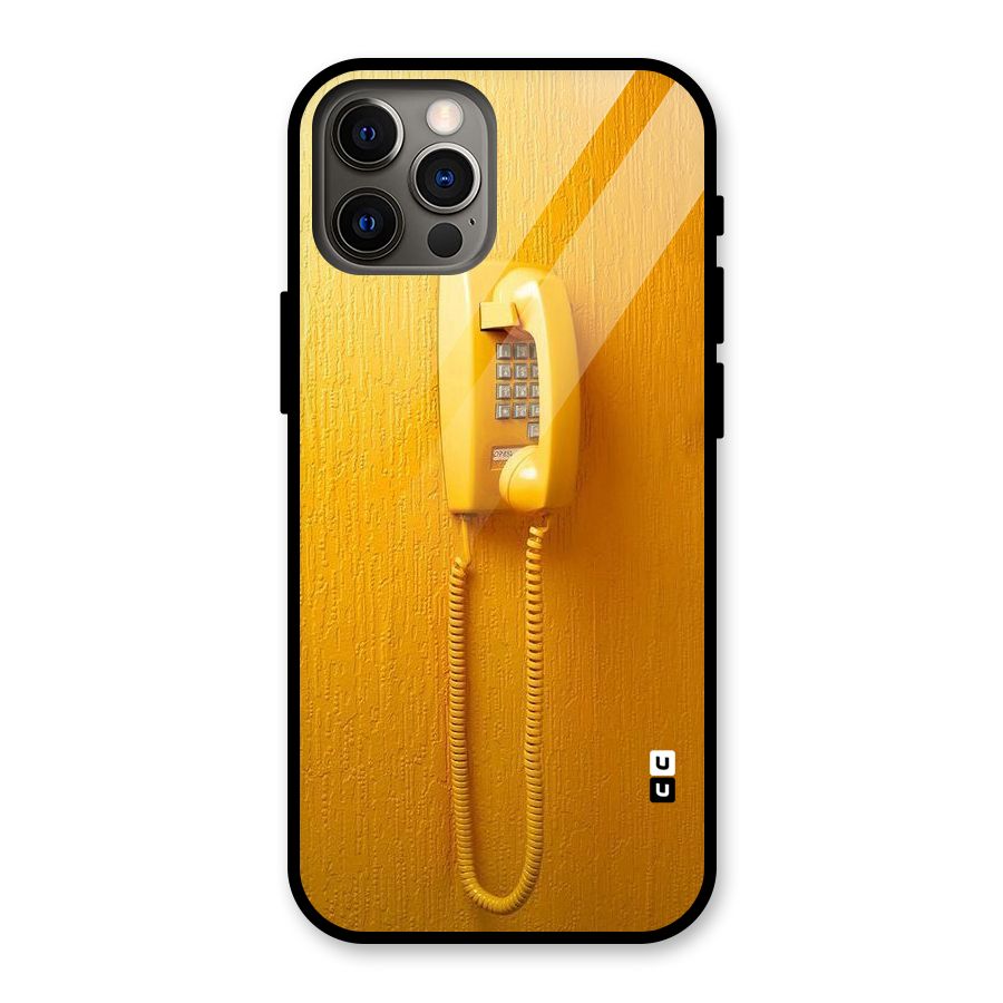 Aesthetic Yellow Telephone Glass Back Case for iPhone 12 Pro