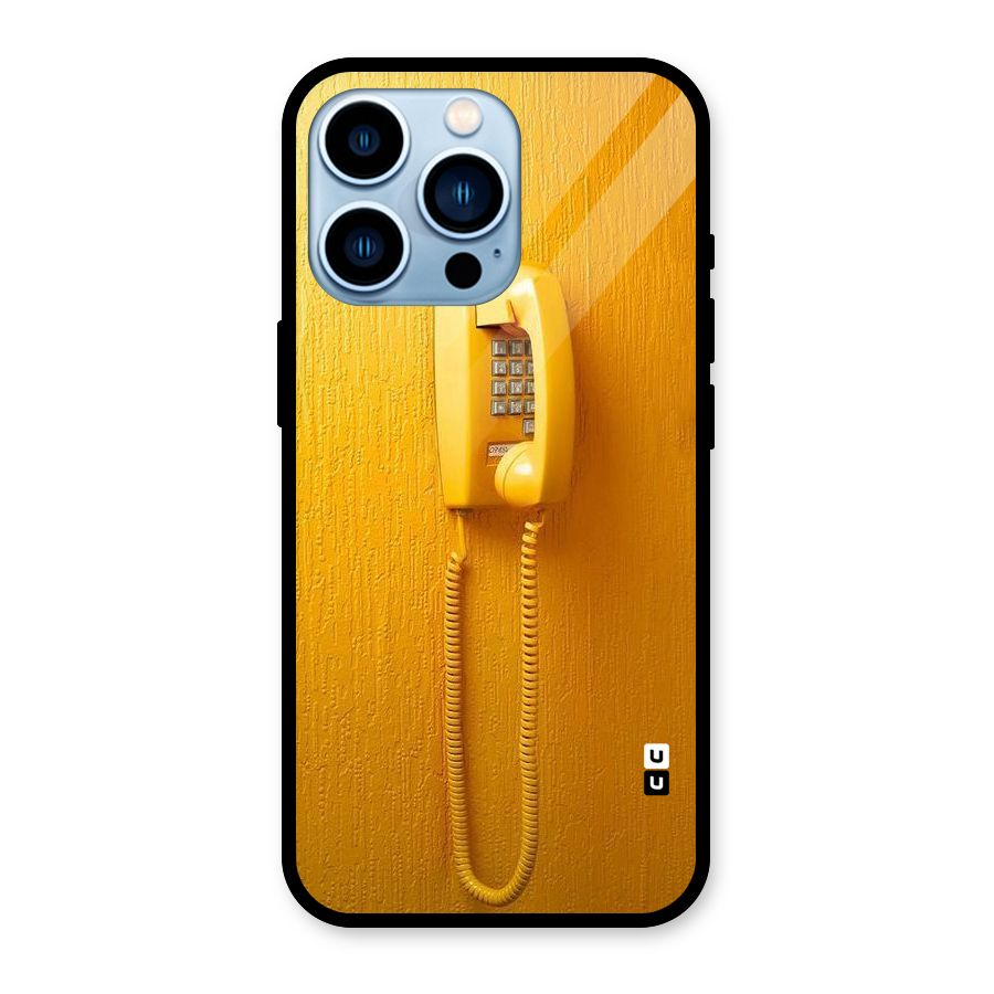 Aesthetic Yellow Telephone Glass Back Case for iPhone 13 Pro