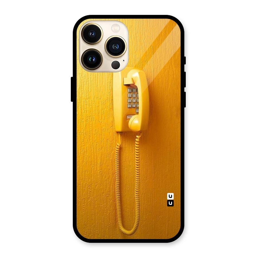 Aesthetic Yellow Telephone Glass Back Case for iPhone 13 Pro Max