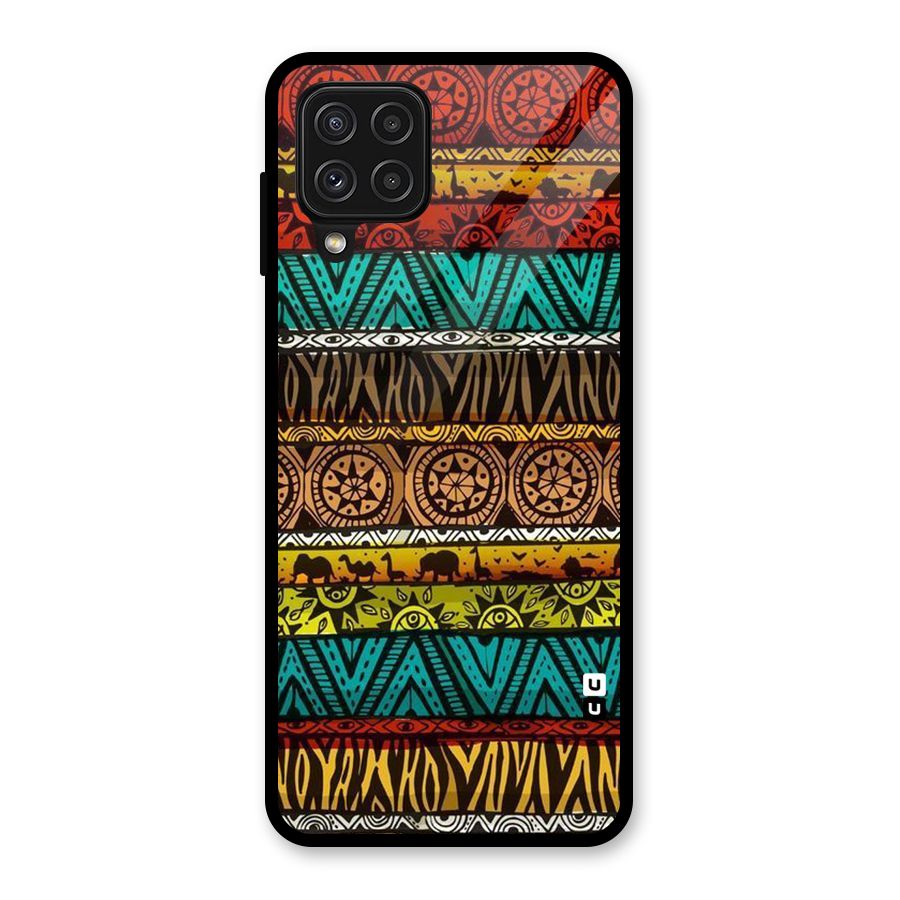African Design Pattern Glass Back Case for Galaxy A22 4G