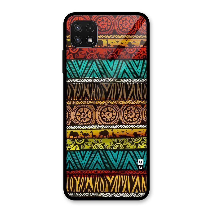 African Design Pattern Glass Back Case for Galaxy A22 5G