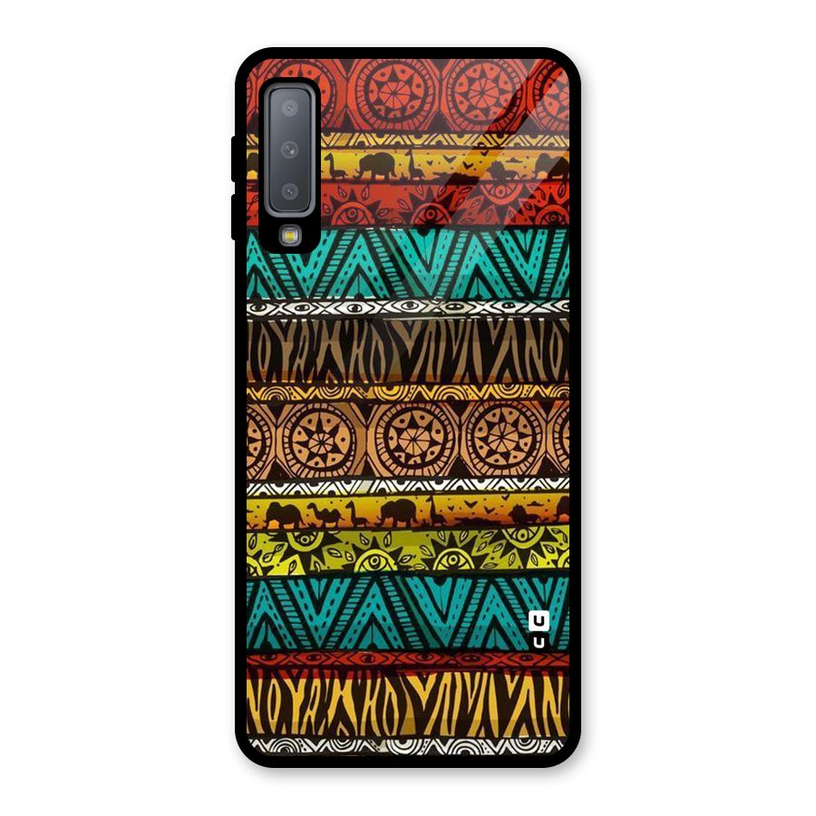 African Design Pattern Glass Back Case for Galaxy A7 (2018)