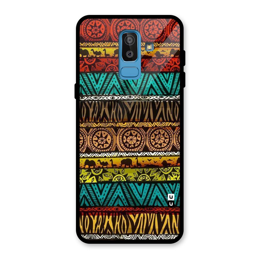 African Design Pattern Glass Back Case for Galaxy J8