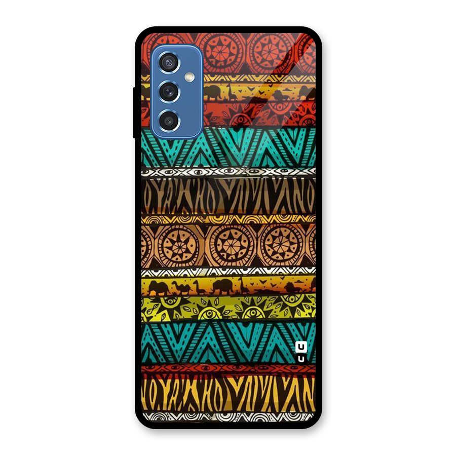 African Design Pattern Glass Back Case for Galaxy M52 5G
