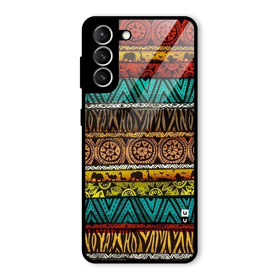 African Design Pattern Glass Back Case for Galaxy S21 5G