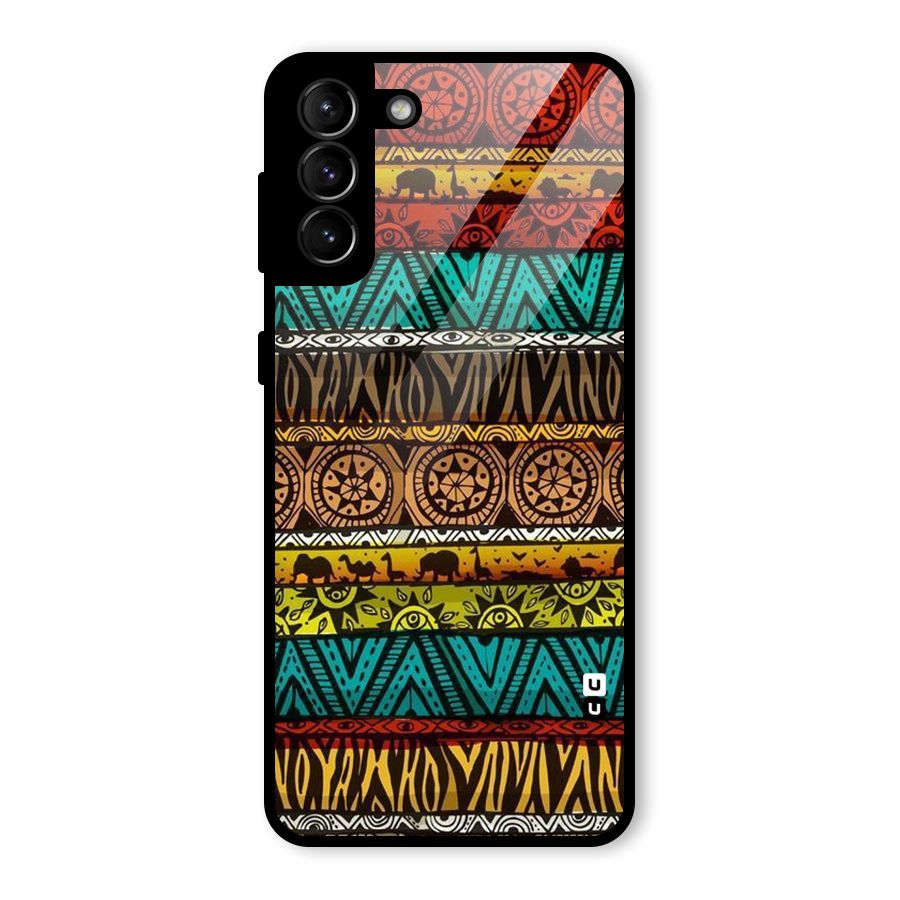 African Design Pattern Glass Back Case for Galaxy S21 Plus