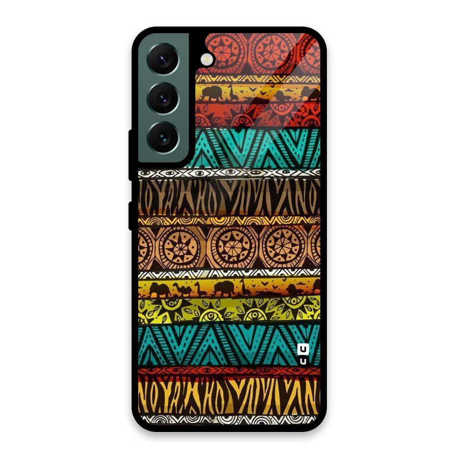 African Design Pattern Glass Back Case for Galaxy S22 5G