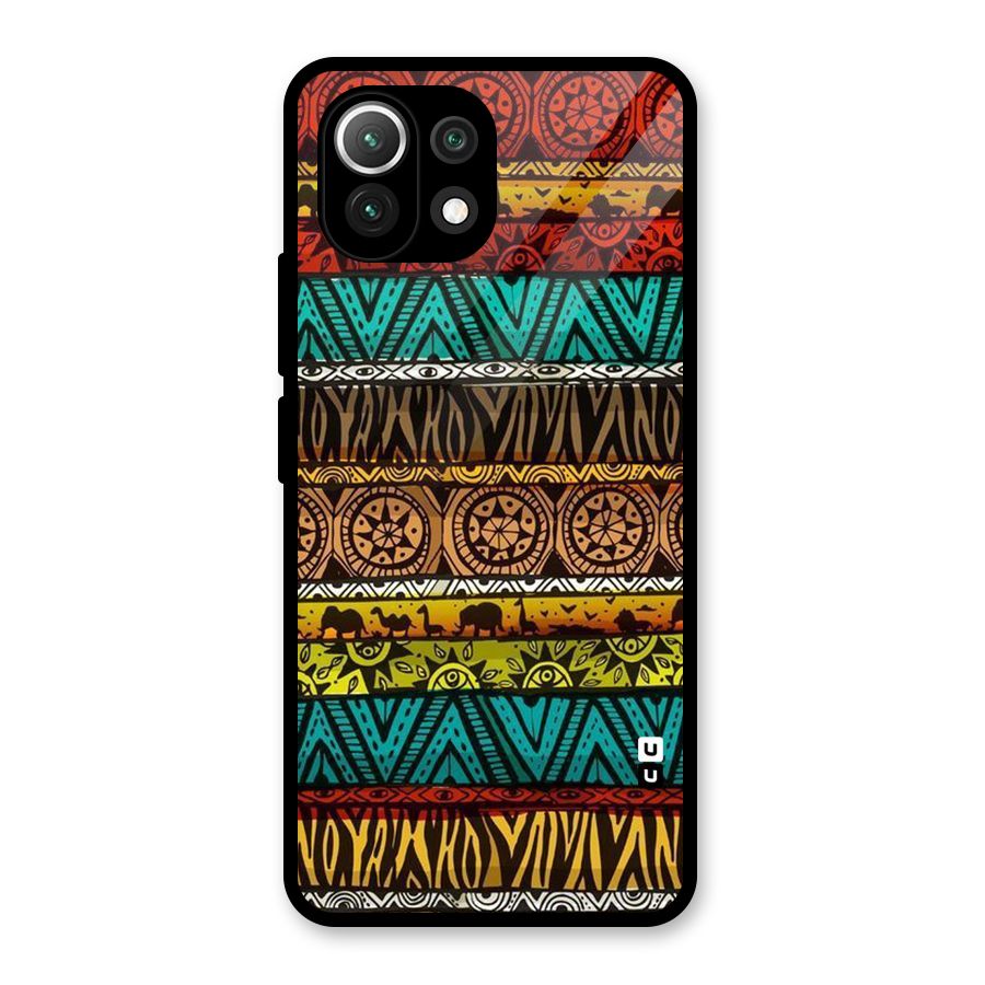 African Design Pattern Glass Back Case for Mi 11 Lite