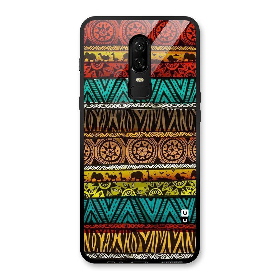 African Design Pattern Glass Back Case for OnePlus 6