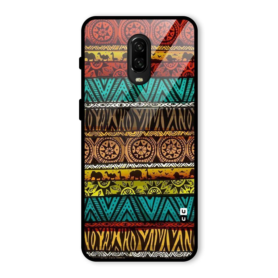 African Design Pattern Glass Back Case for OnePlus 6T