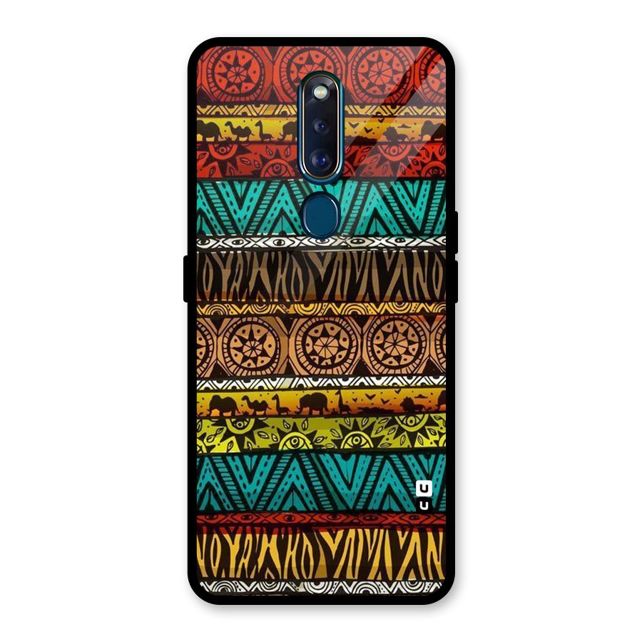 African Design Pattern Glass Back Case for Oppo F11 Pro