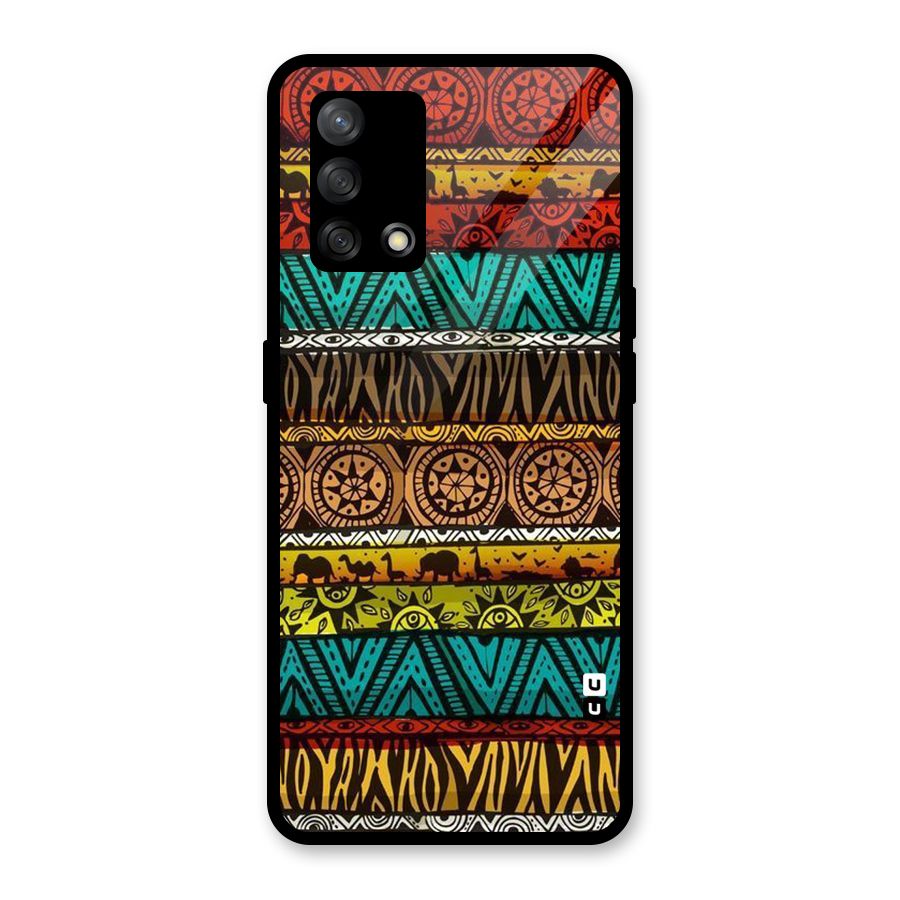 African Design Pattern Glass Back Case for Oppo F19