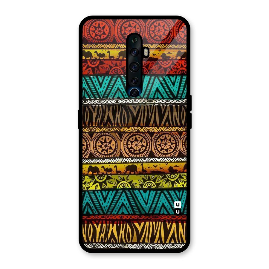African Design Pattern Glass Back Case for Oppo Reno2 F