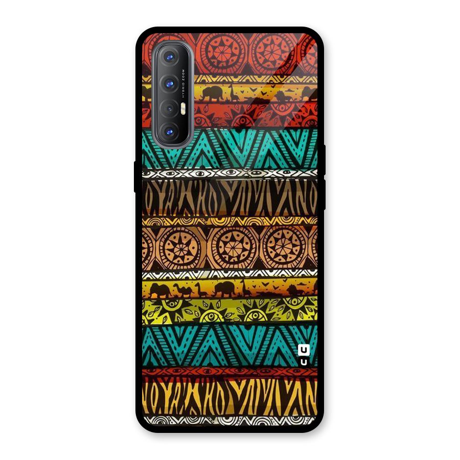 African Design Pattern Glass Back Case for Oppo Reno3 Pro