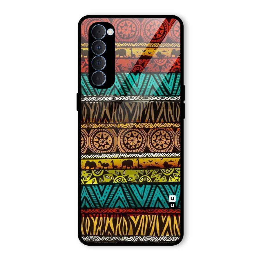 African Design Pattern Glass Back Case for Oppo Reno4 Pro