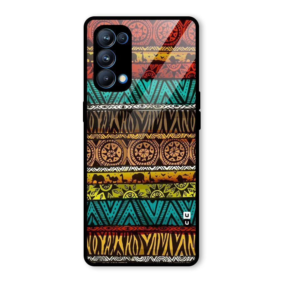 African Design Pattern Glass Back Case for Oppo Reno5 Pro 5G