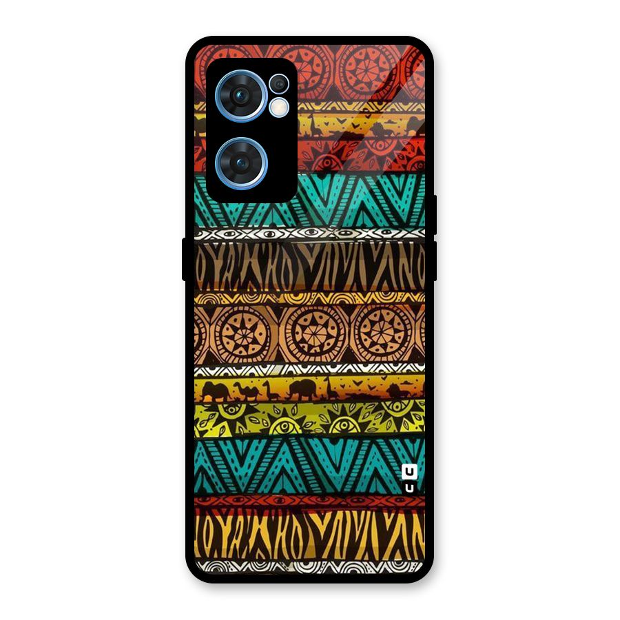 African Design Pattern Glass Back Case for Oppo Reno7 5G