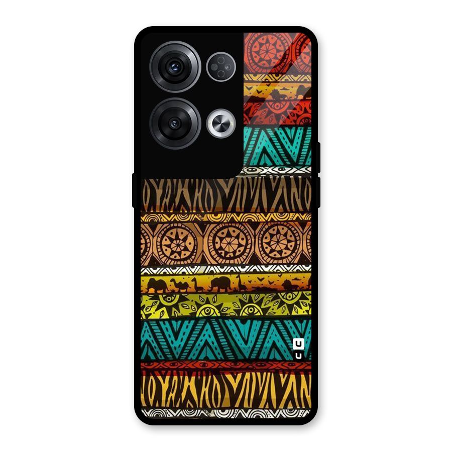 African Design Pattern Glass Back Case for Oppo Reno8 Pro 5G