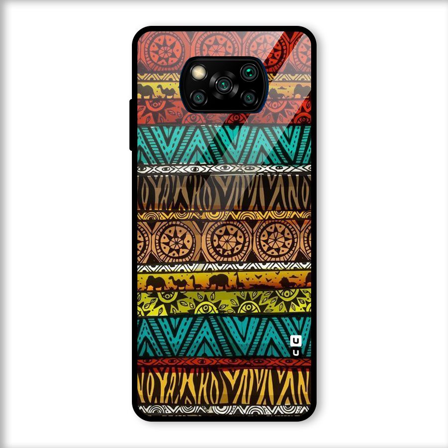 African Design Pattern Glass Back Case for Poco X3