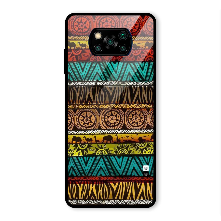 African Design Pattern Glass Back Case for Poco X3 Pro