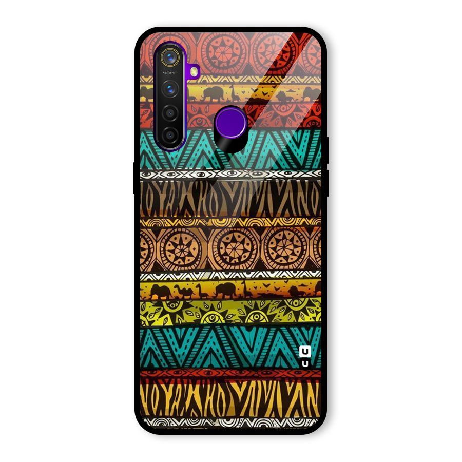 African Design Pattern Glass Back Case for Realme 5 Pro
