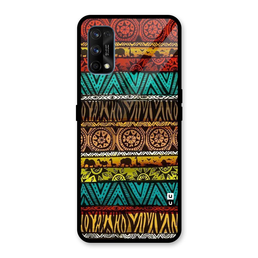 African Design Pattern Glass Back Case for Realme 7 Pro