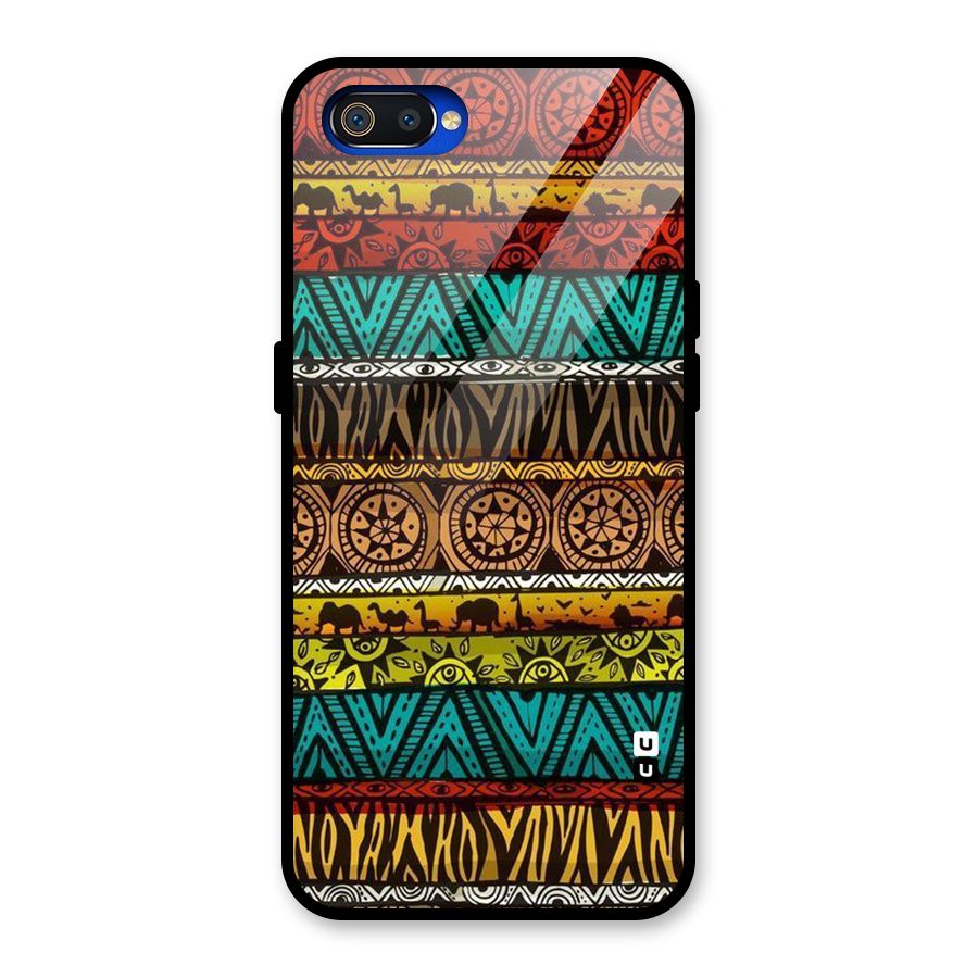 African Design Pattern Glass Back Case for Realme C2