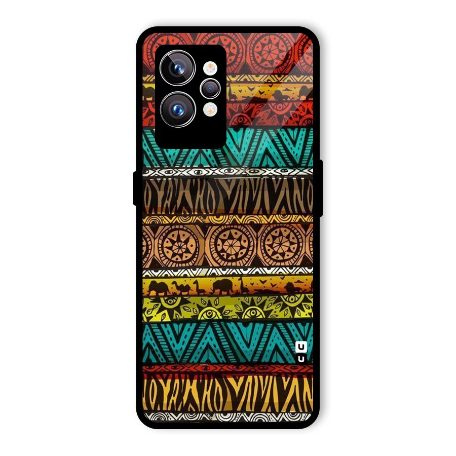 African Design Pattern Glass Back Case for Realme GT2 Pro