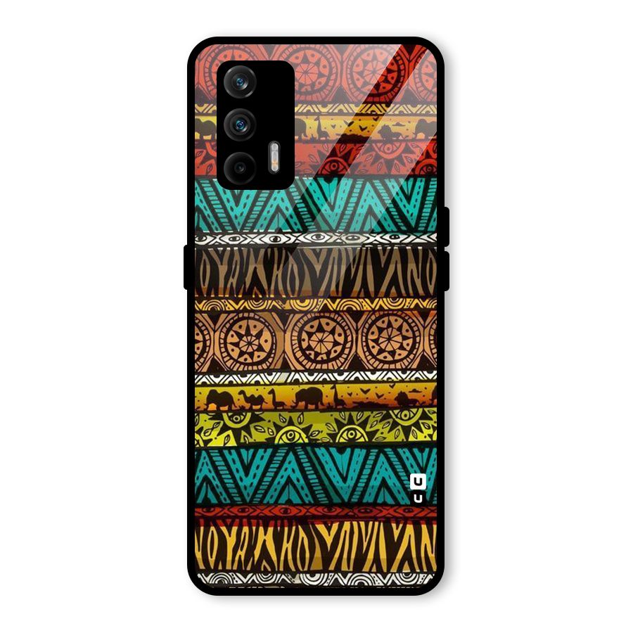 African Design Pattern Glass Back Case for Realme GT 5G