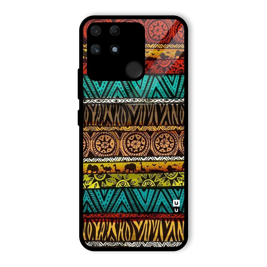 African Design Pattern Glass Back Case for Realme Narzo 50A