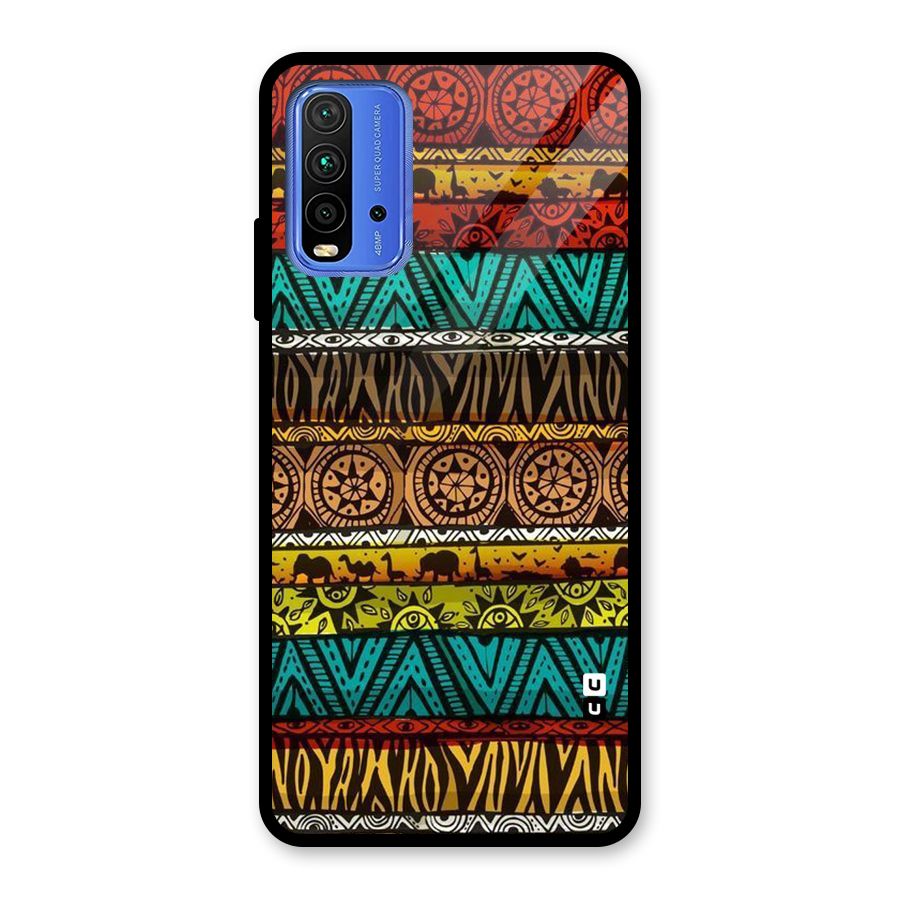 African Design Pattern Glass Back Case for Redmi 9 Power