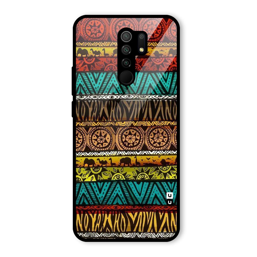 African Design Pattern Glass Back Case for Redmi 9 Prime
