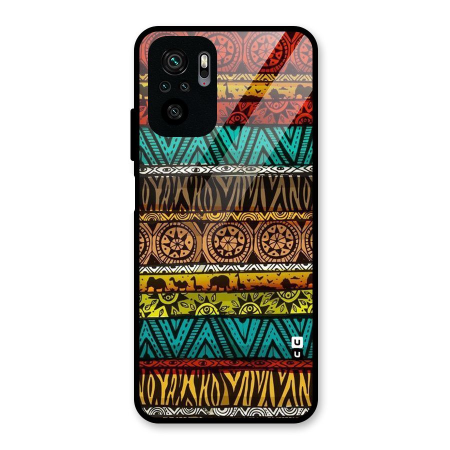 African Design Pattern Glass Back Case for Redmi Note 10S