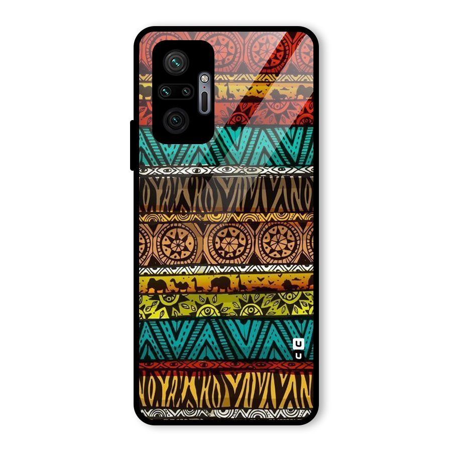 African Design Pattern Glass Back Case for Redmi Note 10 Pro