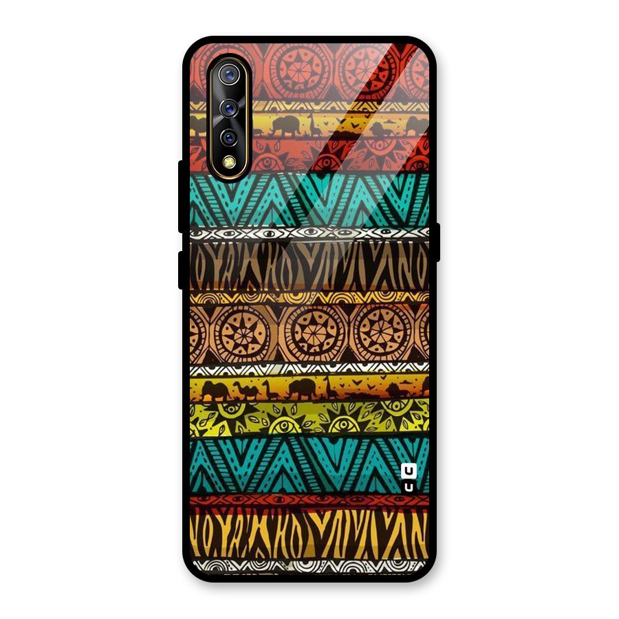 African Design Pattern Glass Back Case for Vivo S1