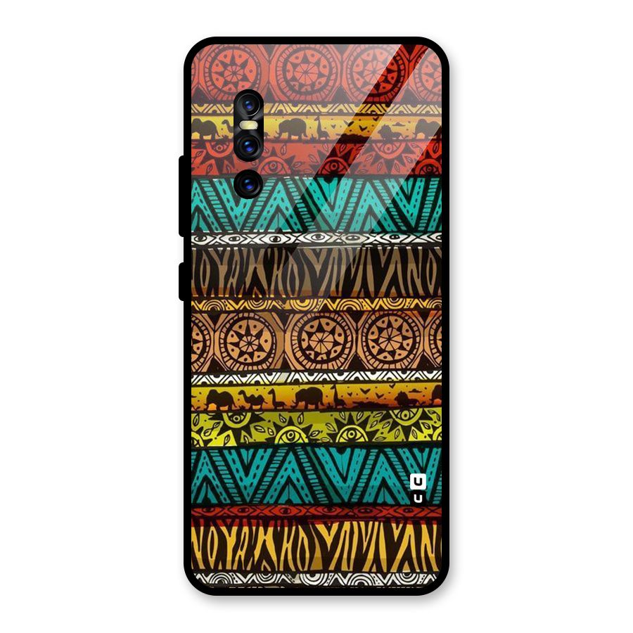 African Design Pattern Glass Back Case for Vivo V15 Pro