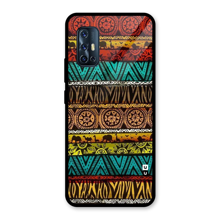African Design Pattern Glass Back Case for Vivo V17