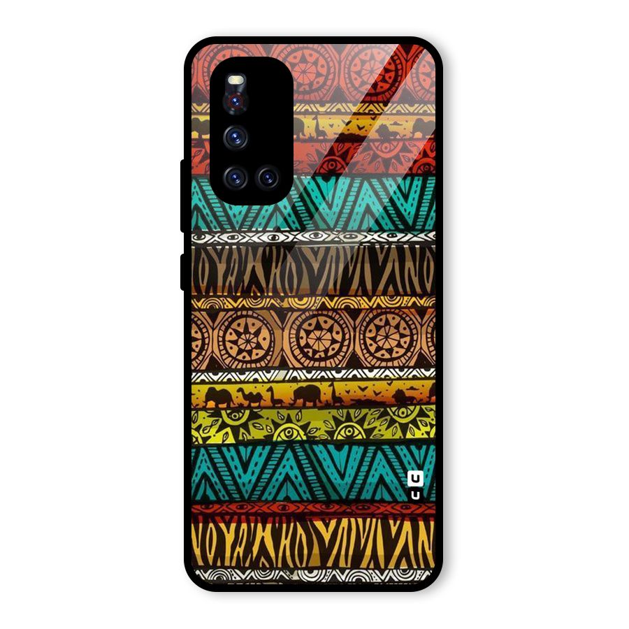 African Design Pattern Glass Back Case for Vivo V19