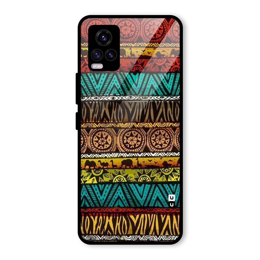 African Design Pattern Glass Back Case for Vivo V20
