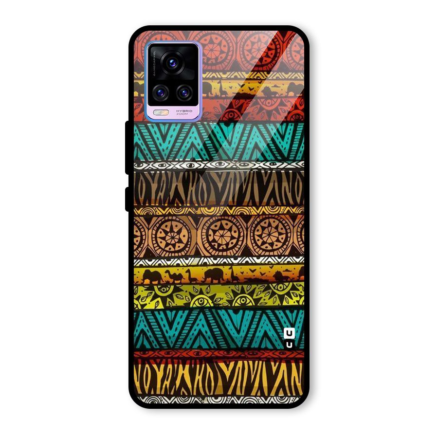 African Design Pattern Glass Back Case for Vivo V20 Pro