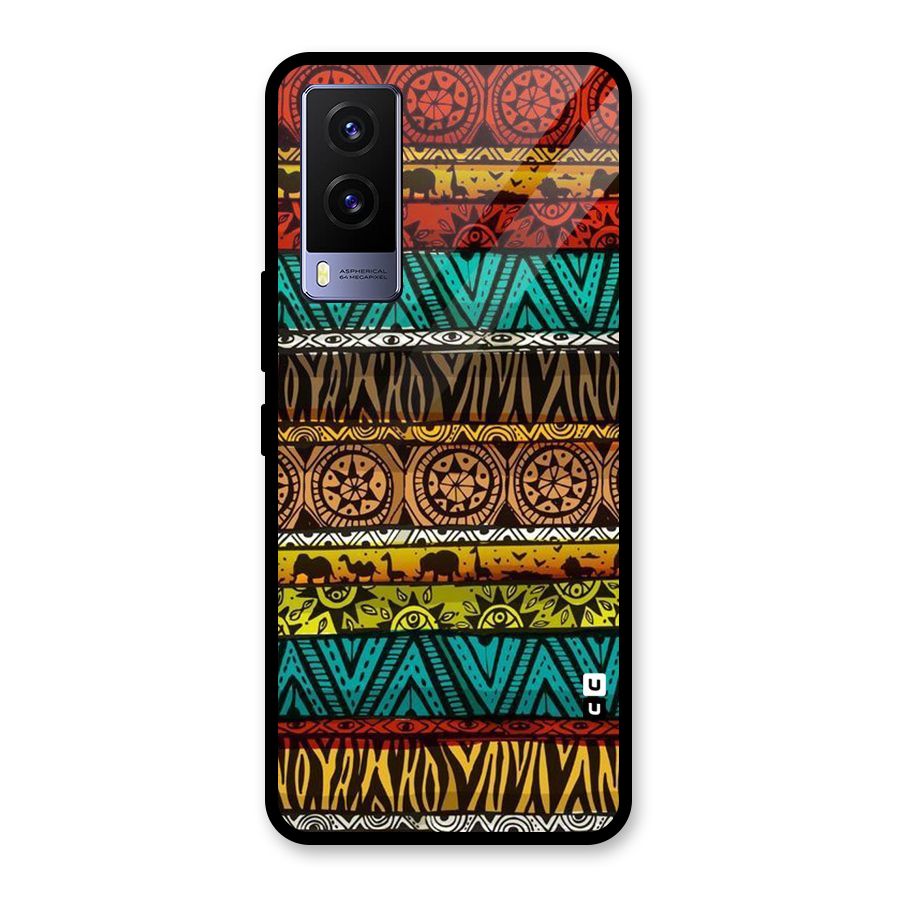 African Design Pattern Glass Back Case for Vivo V21e 5G