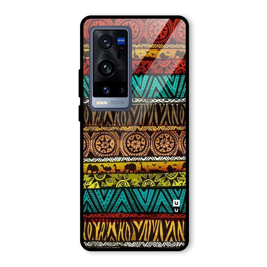 African Design Pattern Glass Back Case for Vivo X60 Pro Plus