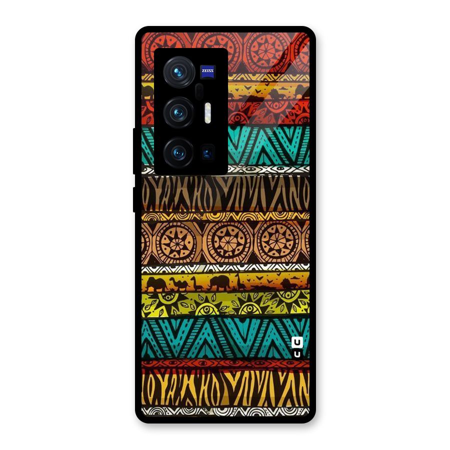 African Design Pattern Glass Back Case for Vivo X70 Pro Plus