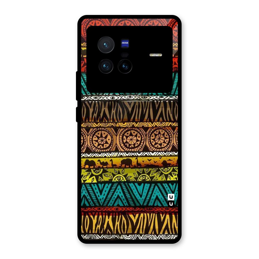 African Design Pattern Glass Back Case for Vivo X80