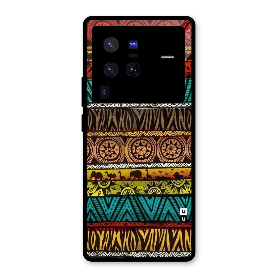 African Design Pattern Glass Back Case for Vivo X80 Pro