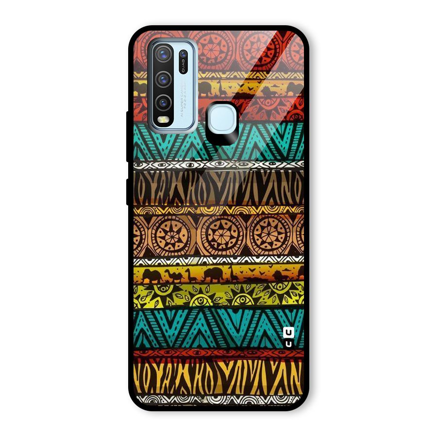 African Design Pattern Glass Back Case for Vivo Y30