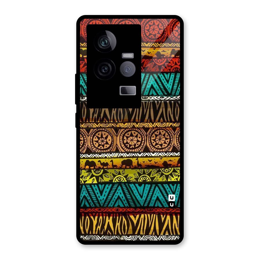 African Design Pattern Glass Back Case for Vivo iQOO 11 5G