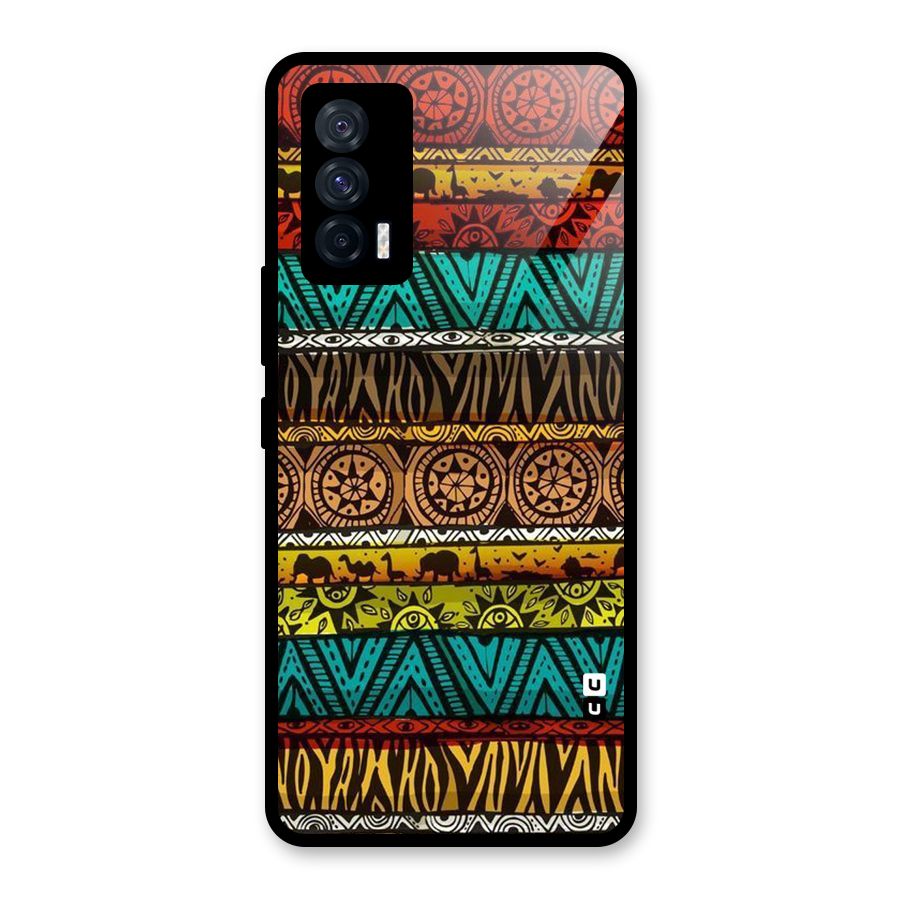 African Design Pattern Glass Back Case for Vivo iQOO 7 5G
